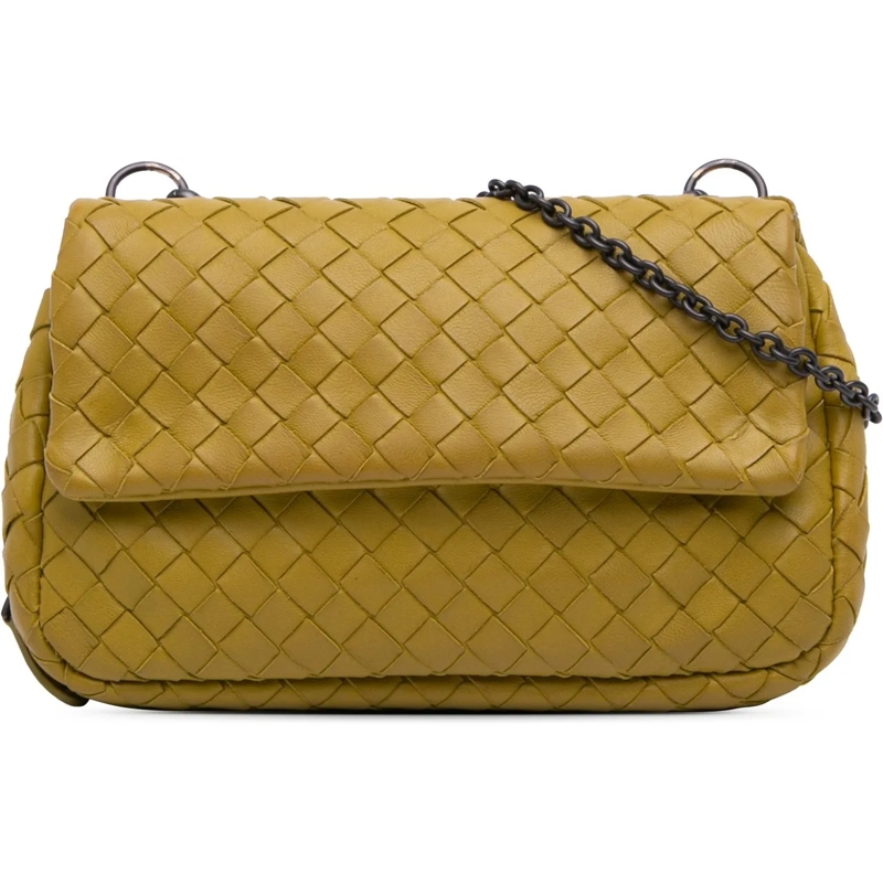 Bottega Veneta Schultertasche Mini Nappa Intrecciato Expandable Chain Flap Cross gelb