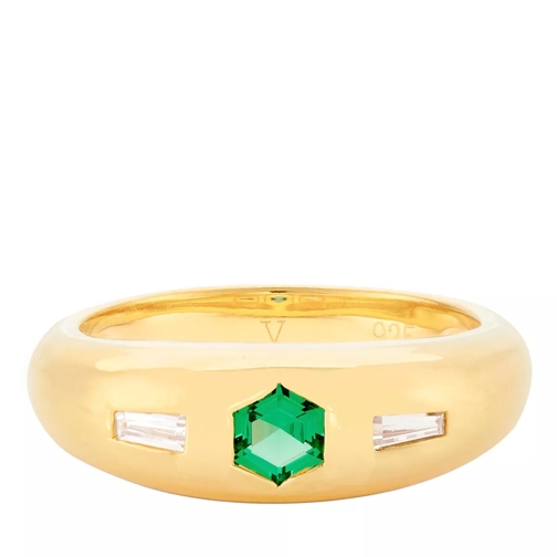 V by Laura Vann Jada Ring Yellow Gold/Green Cubic Zirconia Anello a fascia