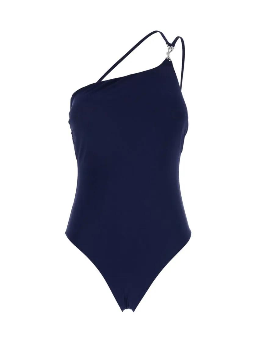 Thumbnail - Tory Burch - One-Shoulder One-Piece Swimsuit With Clip - Größe M - blau
