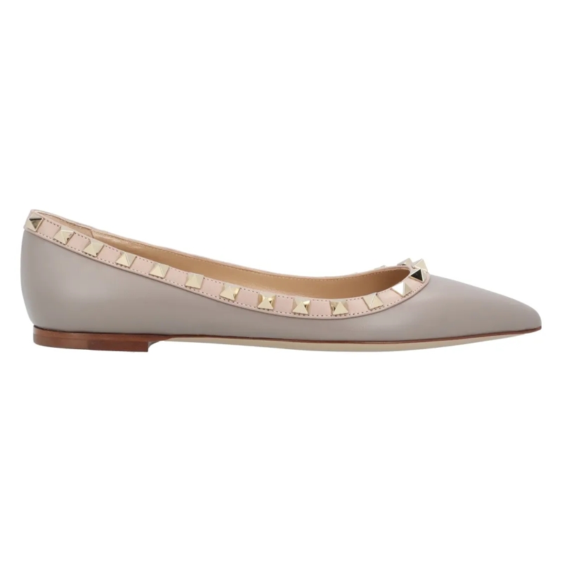 Valentino Garavani Balletschoenen Rockstud Ballerina Flats With Silver Stud Embellis Grey