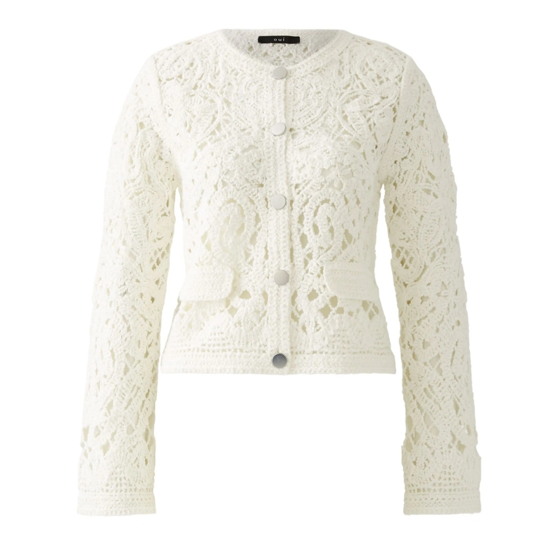 Oui Strickjacke Strickjacke offwhite