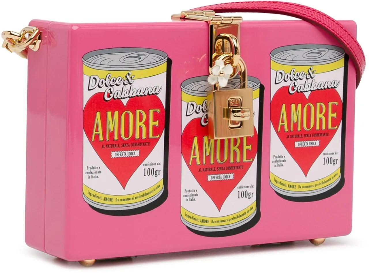Dolce&Gabbana Hobo bags 2000-2023 Printed Acrylic Amore Can Box Crossbody in poeder roze