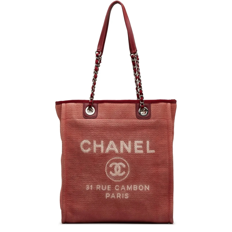 Chanel Shopper Mini Mixed Fibers Deauville Tote rot