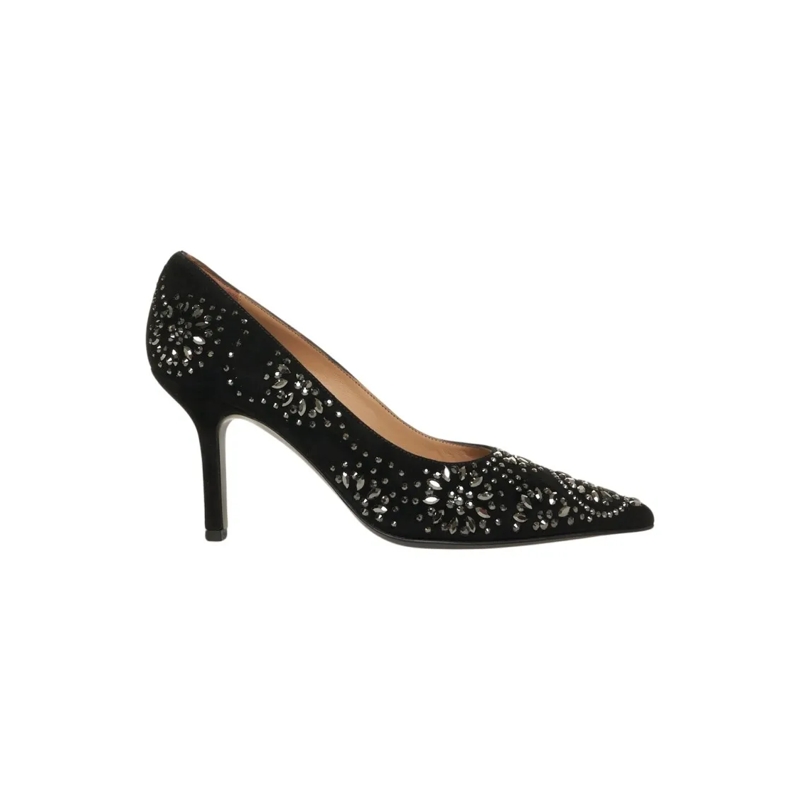 Gender Escarpins Pointed Toe Suede Pumps With Strass Embellishments Black