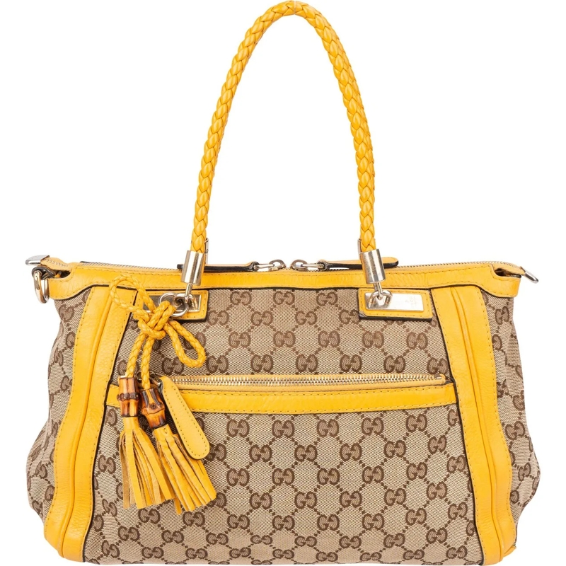 Gucci Tote Gucci GG Monogram Bamboo Handbag braun