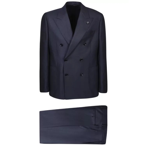 Lardini Blue Wool Suit Blue 