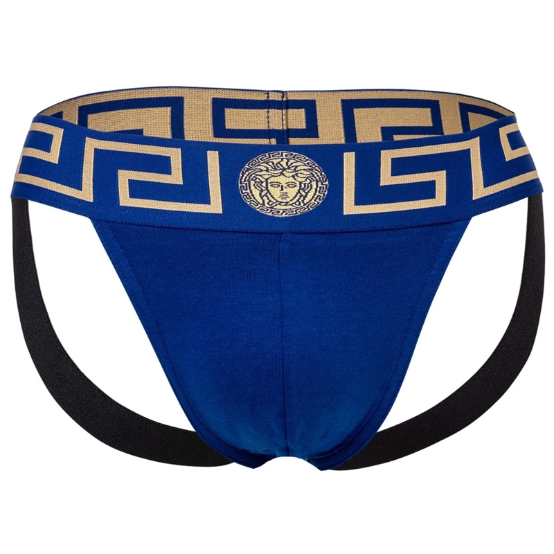 Versace  UNDERPANTS JOCK STRAP JERSEY TOPEKA BI-STRETCH COT blau