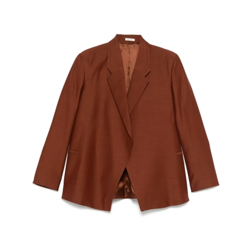 BITE STUDIOS Blazer Relaxed Rust Brown Open Blazer With Peak Lapels Red