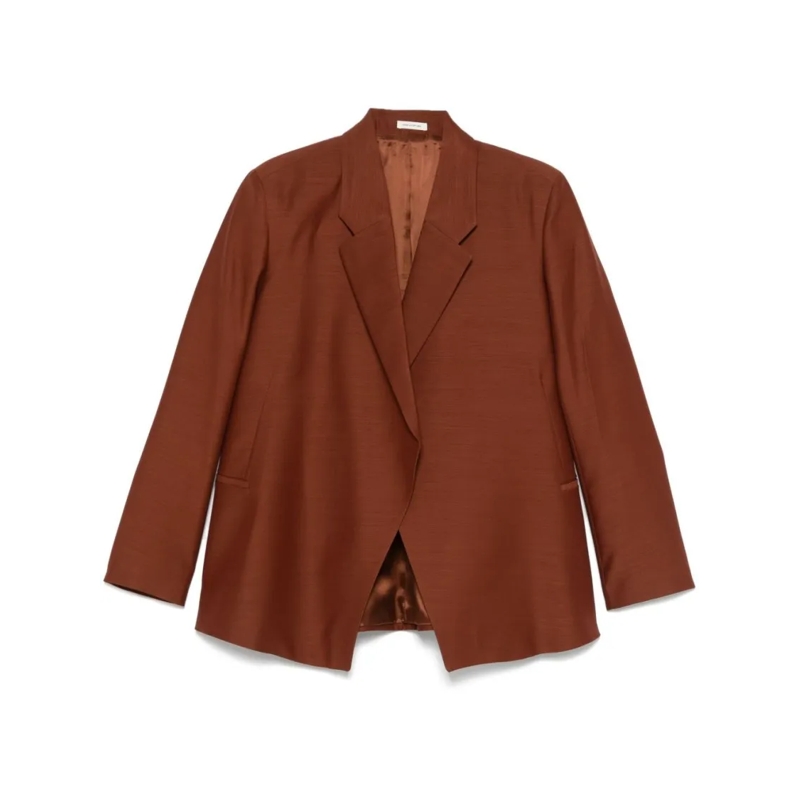 BITE STUDIOS Blazer Relaxed Rust Brown Open Blazer With Peak Lapels Red