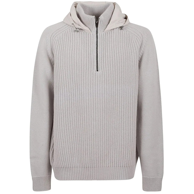 Herno T-Shirt Herno Resort Hooded Wool Sweater grau