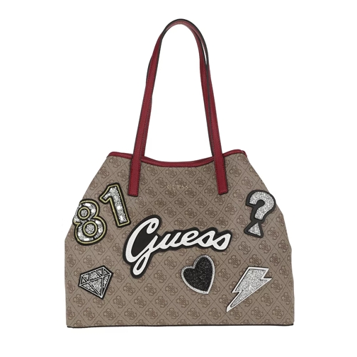 Guess Vikky Large Tote Brown Multi Tote