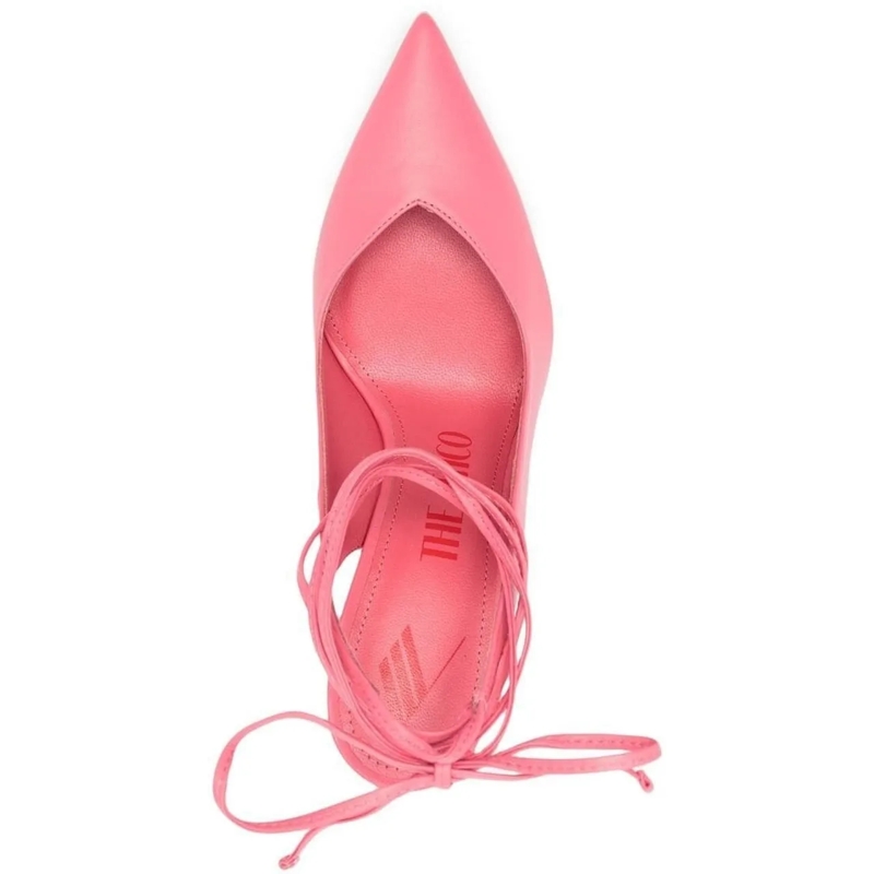The Attico Escarpins Pointed Toe Pumps With Strap Detail In Pink Leathe Pink