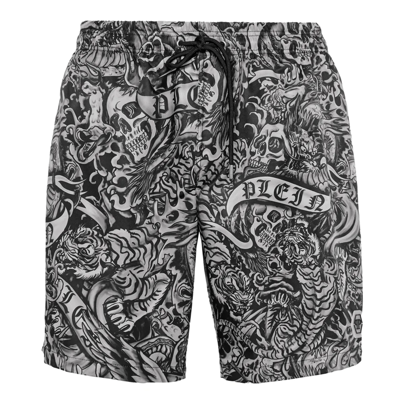 Philipp Plein  Badehose Tattoo schwarz