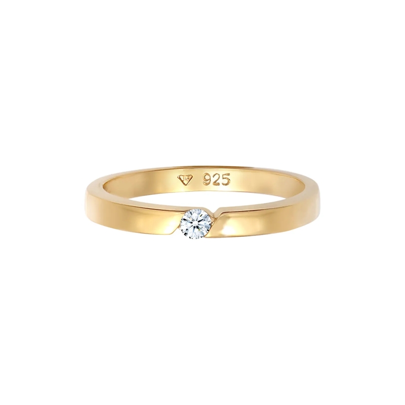 Elli Diamantring Ring Verlobungsring Diamant (0.06 ct.) 925 Silber gold(Image 2)