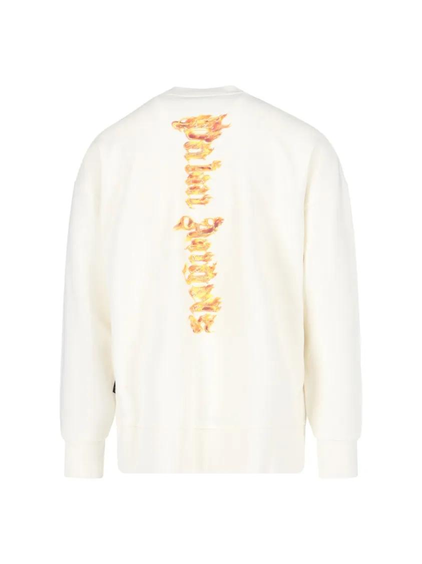 スウェット・トレーナー PALM ANGELS COTTON BURNING MONOGRAM PRINT SWEATSHIRT Palm Angels Burning Palm Printed Sweatshirt – Off-White Neutrals