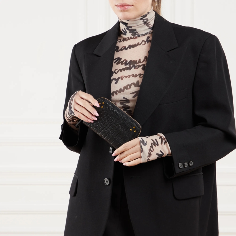 Jerome Dreyfuss Portemonnaie mit Zip-Around-Reißverschluss Julien Imprime Croco Noir(Image 2)