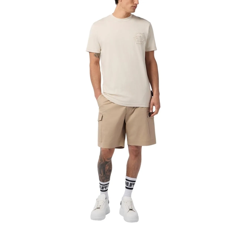 Philipp Plein T-Shirt Round Neck T-Shirt Raw Edge Monogram Monogram beige(Image 2)