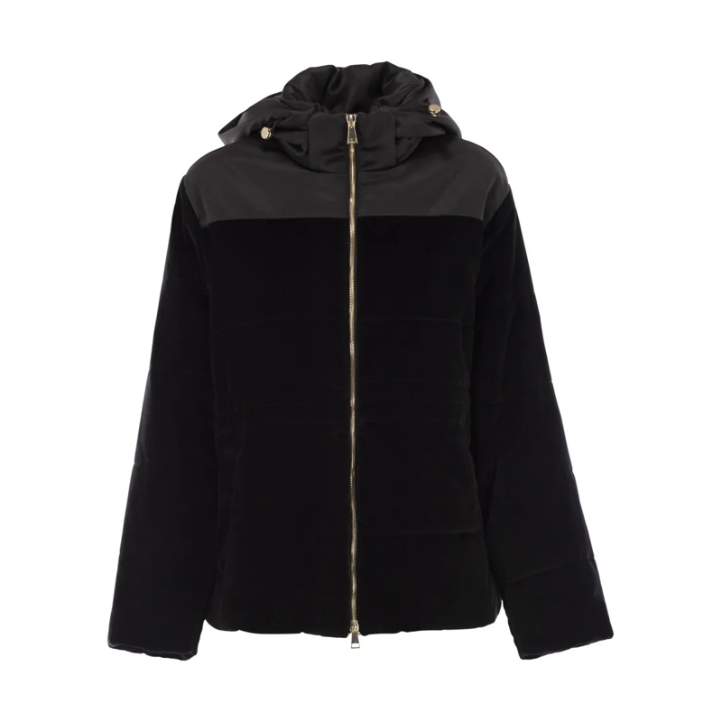 Fabiana Filippi  Padded Velvet Jacket With Hood Black
