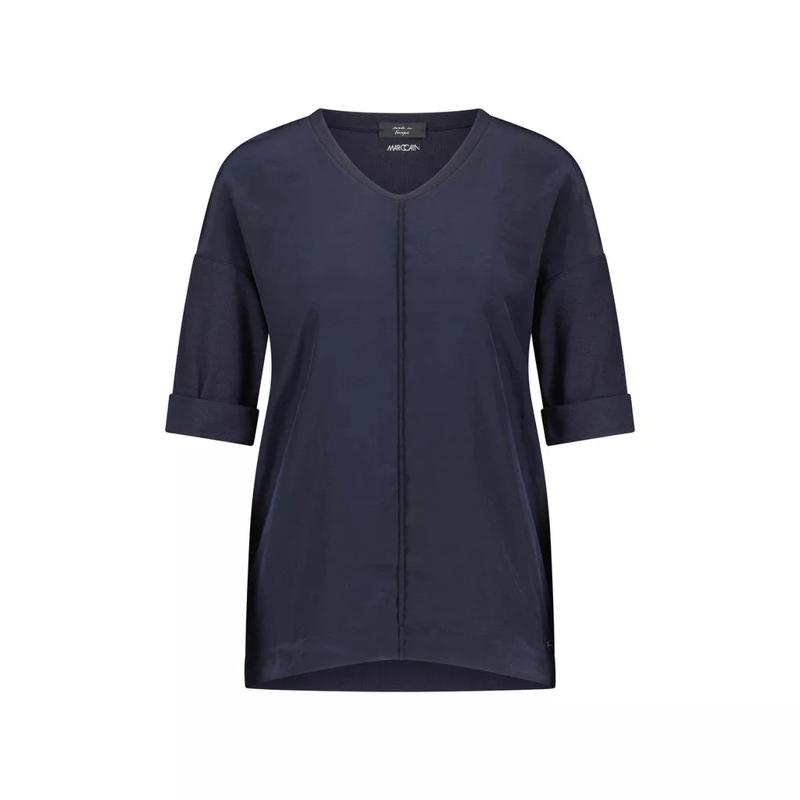 Marc Cain Blouse Blusenshirt aus Baumwoll-Mix Dunkelblau