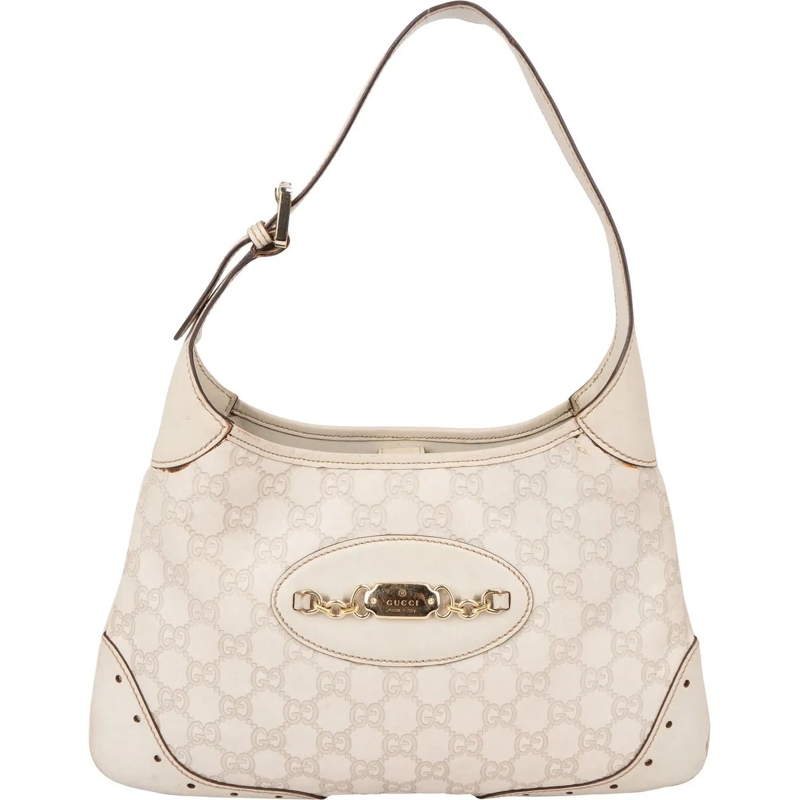 Gucci Schultertasche Gucci Leather GG Monogram Jackie Handbag weiß