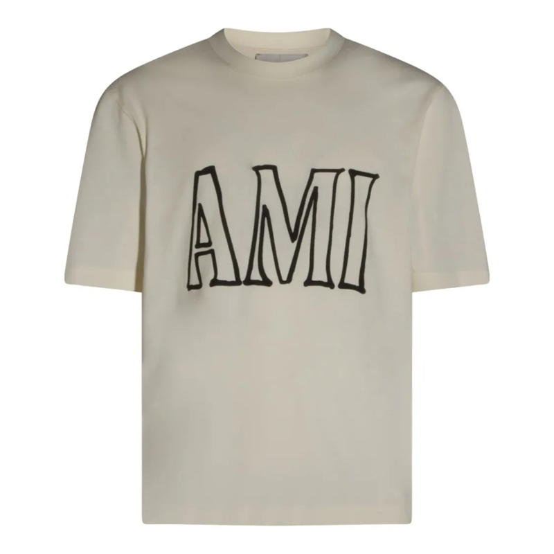 AMI Paris T-Shirt Beige Short-Sleeve Graphic T-Shirt Neutrals