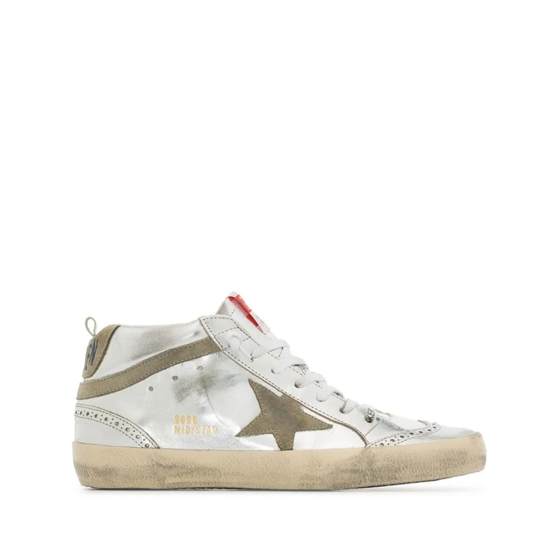 Golden Goose Low-Top-Sneaker Metallic Silver Silk And Nylon Sneakers Grey
