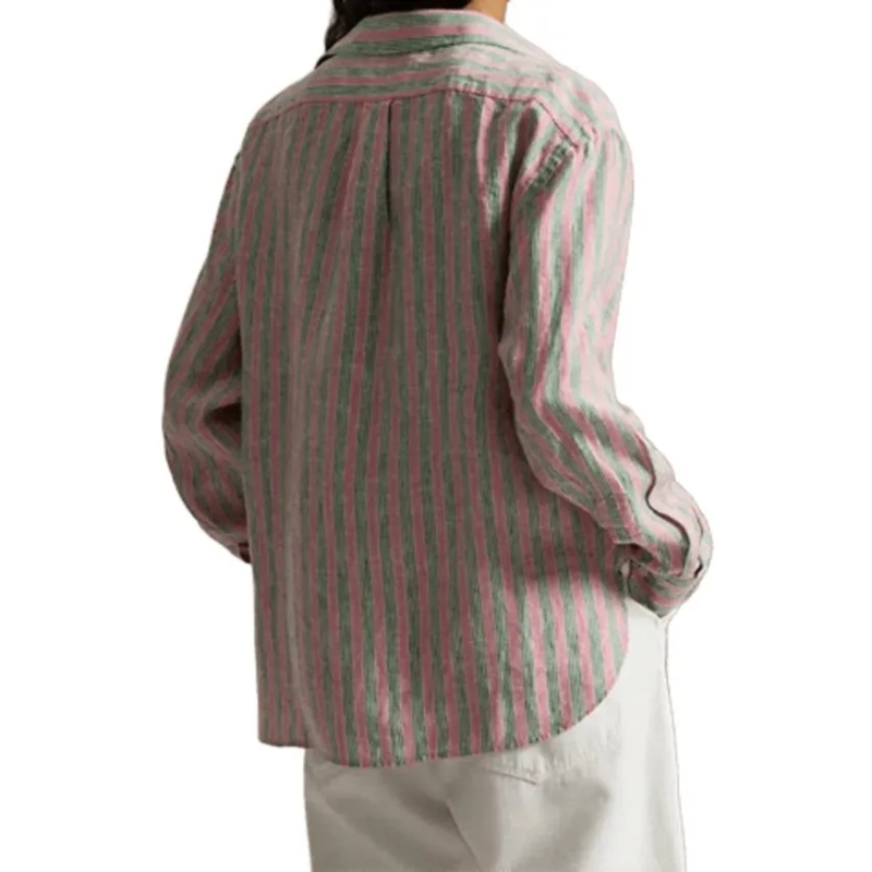 Polo Ralph Lauren Hemd Breezy Boxy-Fit Linen Shirt With Striped Design Pink(Image 2)