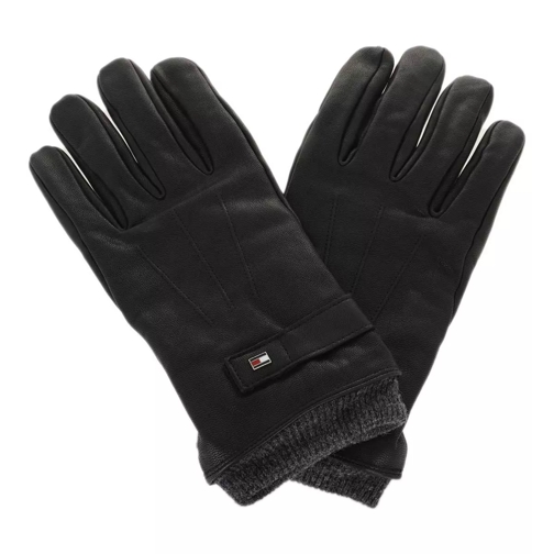 Tommy Hilfiger Elevated Flag Leather Mix Gloves Black Glove