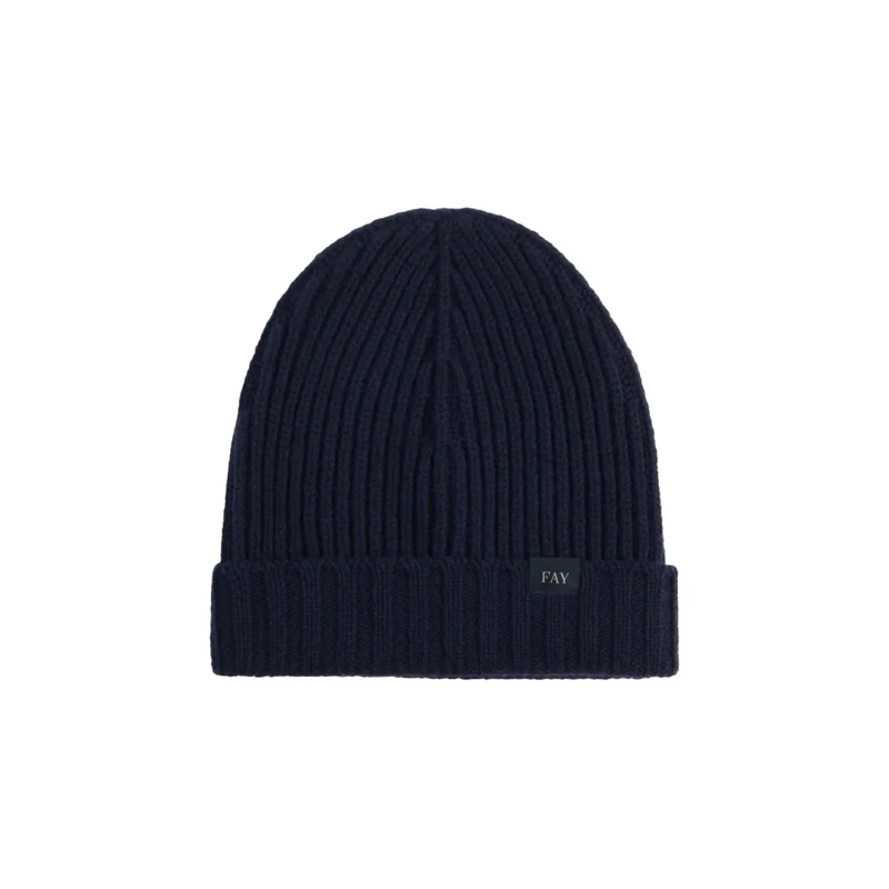Fay Hoed Costa Inglese F.6 Ribbed Beanie Hat Black