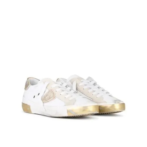 Philippe Model Prsx' White Leather Blend Sneakers Neutrals lage-top sneaker