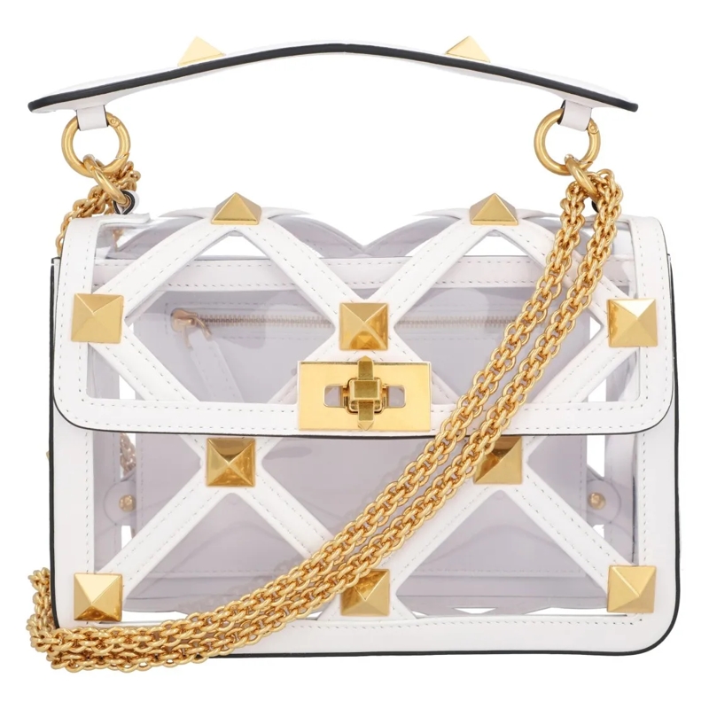Valentino Garavani Schultertasche Roman Stud Bag Transparent White