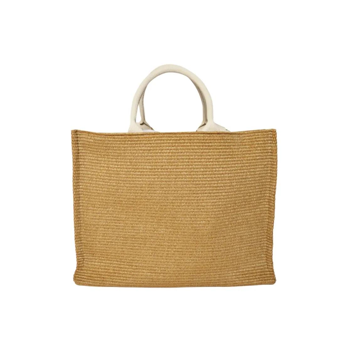【MARNI】LARGE TOTE BAG Marni Large Tote Bag In Natural Raffia Effect Fabric