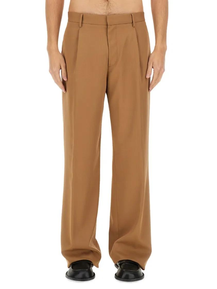 Thumbnail - Lardini - High-Waisted Brown Virgin Wool Pants - Größe 48 - braun