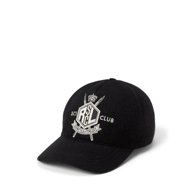 Polo Ralph Lauren Hoed Cashmere Baseball Cap With Embroidered Logo Crest Black
