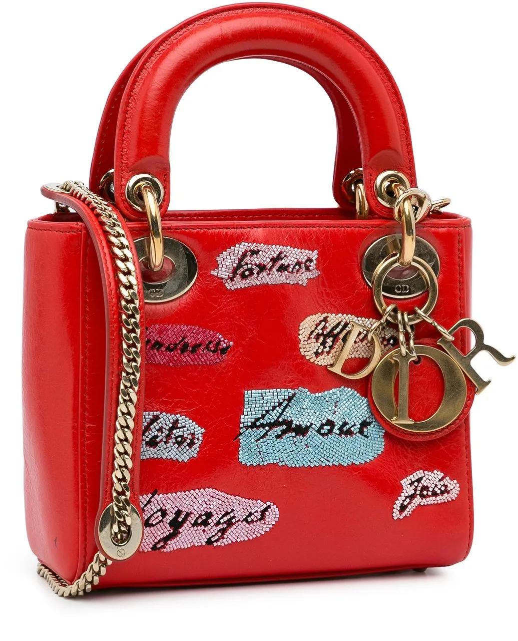 Thumbnail - Christian Dior Hobo Bags - 2016 Mini Calfskin Sequin Embellished Lady Dior - Gr. unisize - in Rot - für Damen