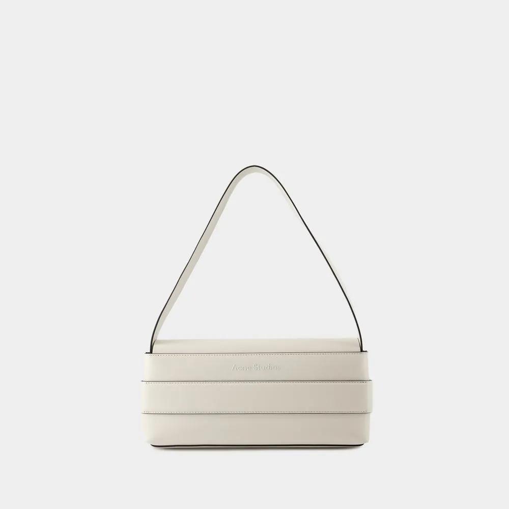 Acne Studios Shoppers Musubi Elongated Hobo Bag Leather White Black in beige