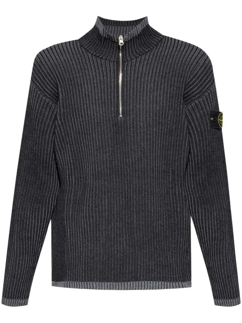 Stone Island - Quarter-Zip Cardigan - Größe XL - grau