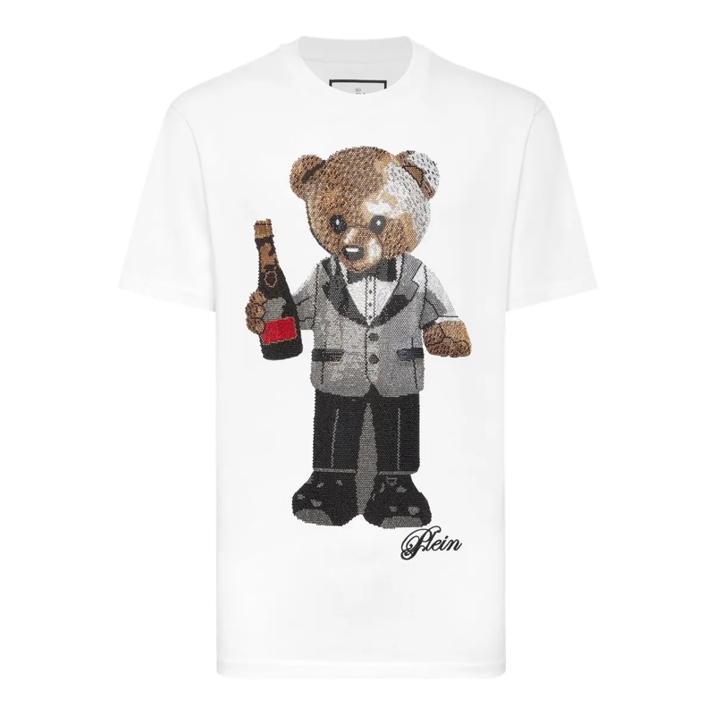 Philipp Plein T-Shirt T-Shirt Rundhalsausschnitt Ss Teddy weiss