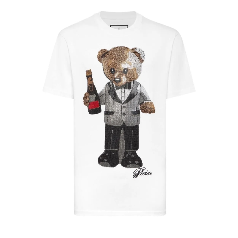 Philipp Plein T-Shirt T-Shirt Rundhalsausschnitt Ss Teddy weiss