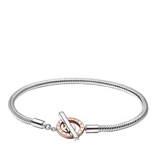 Pandora Signature T-Verschluss Schlangen-Gliederarmband Silver & rose gold-plated Bracelet