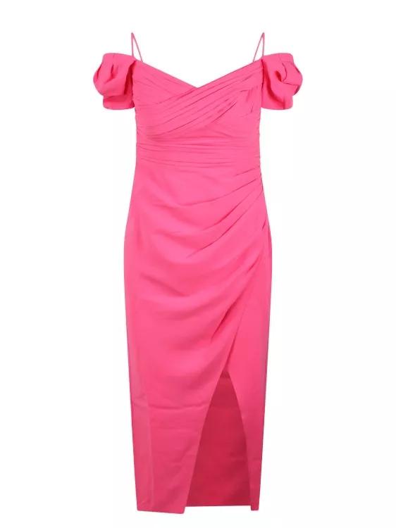 Self Portrait Iris Midi Dress Pink 9761