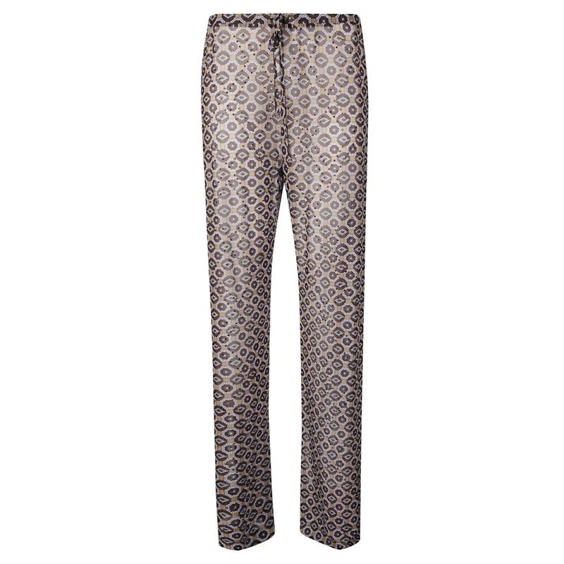 Dries Van Noten  Mesh Trousers With Glitter Accents Grey