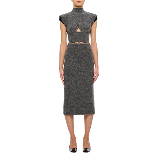 Sportmax Midi-Kleider Albino Cut-Out Mohair Dress Grey