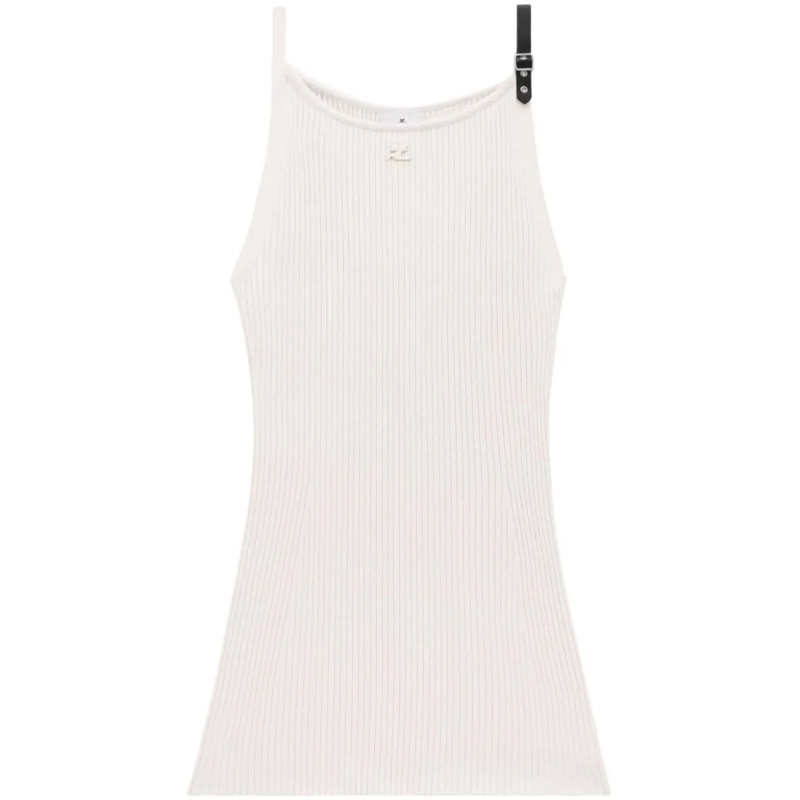 Courrèges Minikleid Ribbed Knit Mini Dress White