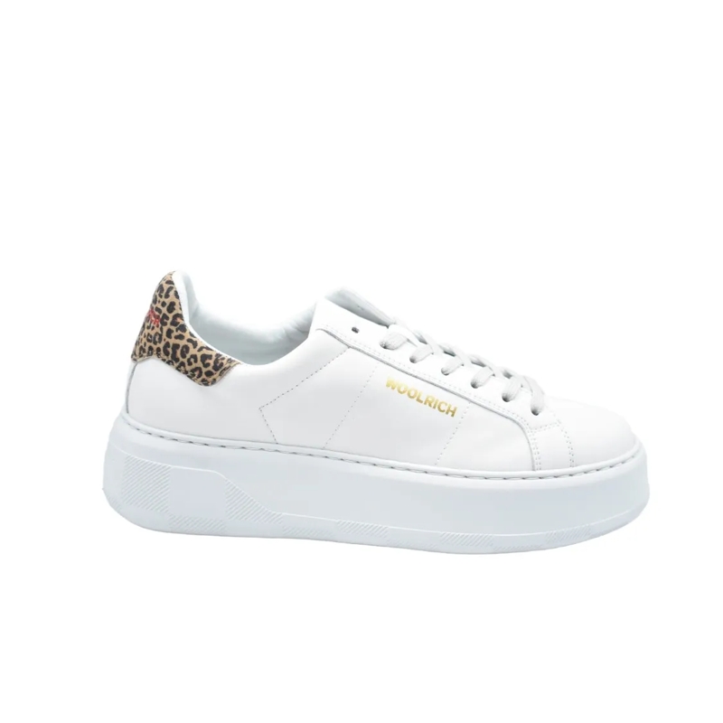 Woolrich Lage-top sneaker Leopard-Accent White Platform Sneakers White