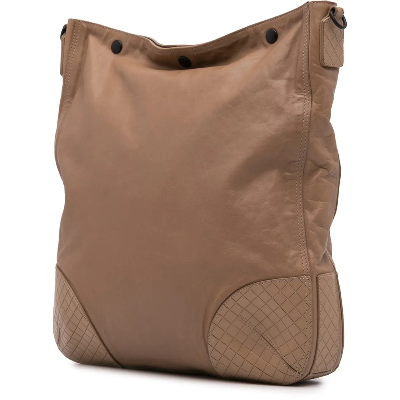 Bottega Veneta Schultertasche Intrecciomirage Trimmed Leather Crossbody braun