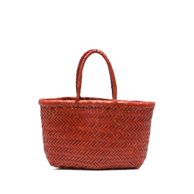 DRAGON DIFFUSION Draagtas Textured Calf Leather Handbag With Woven Design Red