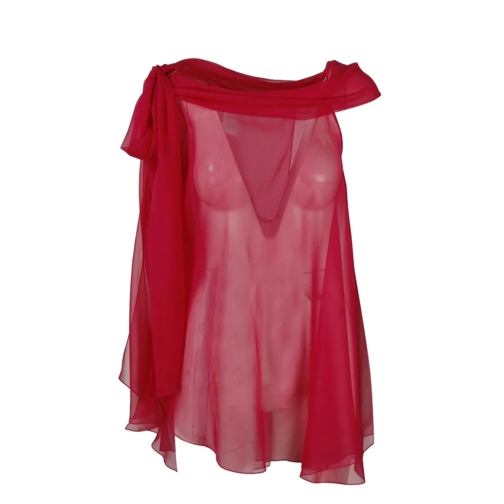 Alberta Ferretti Blusen Silk Chiffon Blouse Red