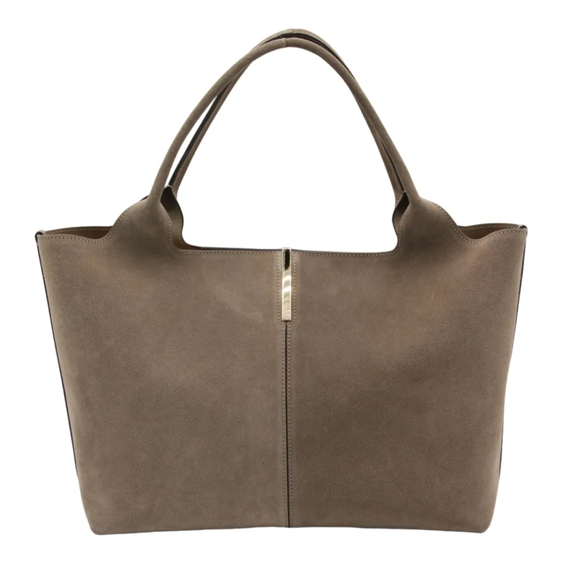 Tod's Sac à bandoulière Spacious Tote Bag With Soft Suede-Like Texture Grey