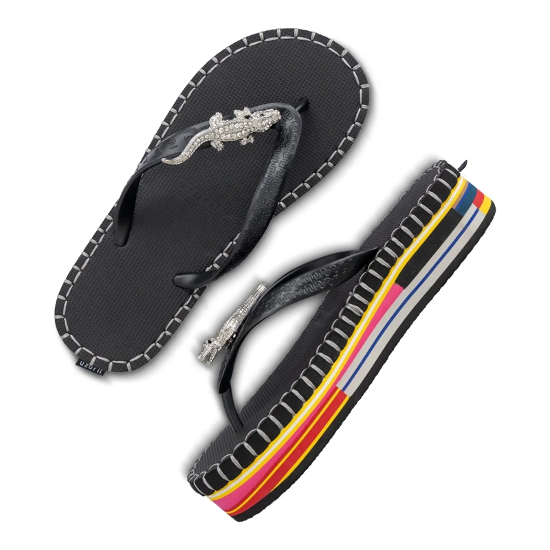 UZURII Flip Flops flip flop Crocodile Colorful Black schwarz(Image 15)